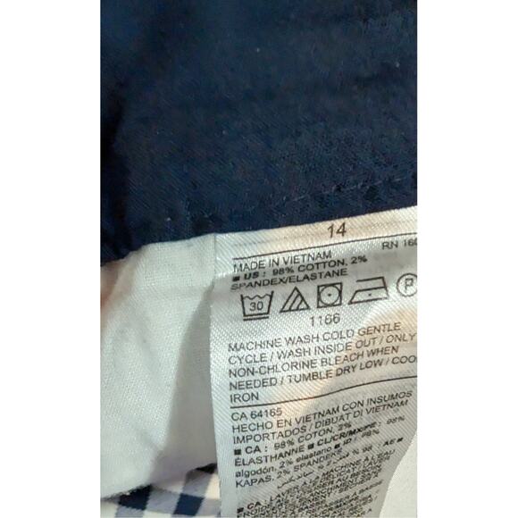 Old Navy Everyday‎ Mid Rise Shorts PLus Size 14 Gingham Flat Front Blue White - Picture 4 of 4